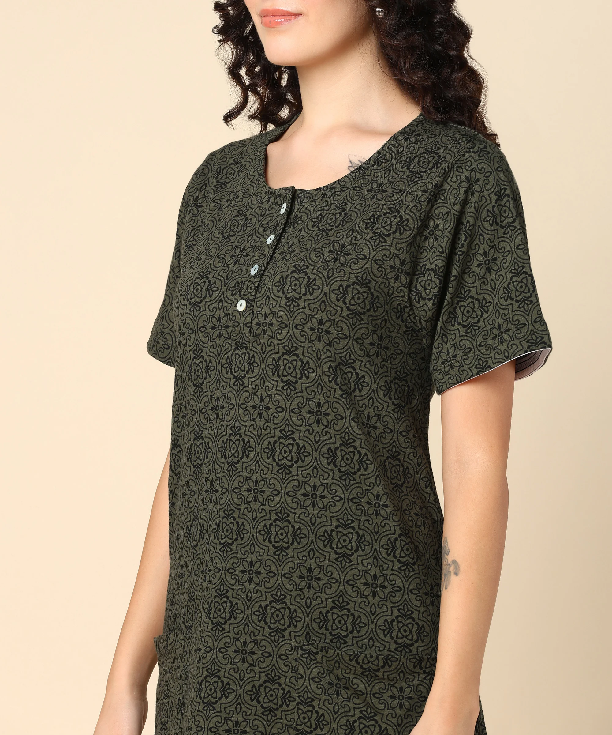 Forest Green Zipless Feeding Dress - Image 4
