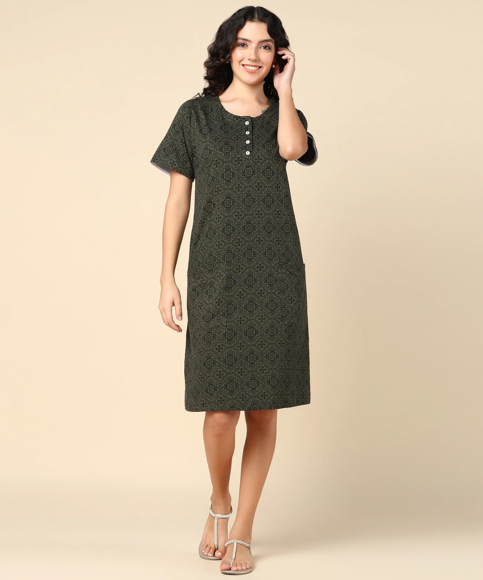 Forest Green Zipless Feeding Dress - Image 6