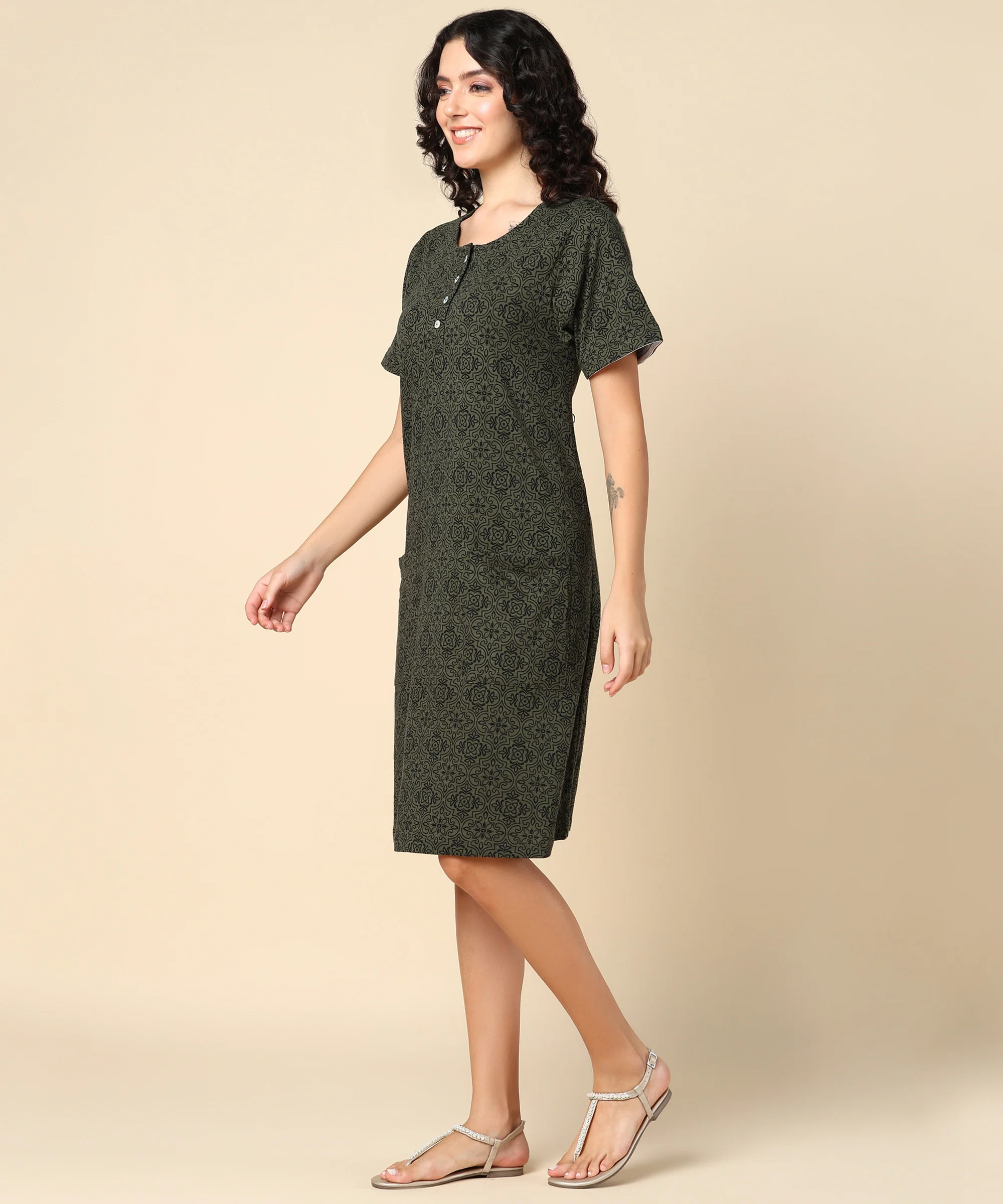 Forest Green Zipless Feeding Dress - Image 7