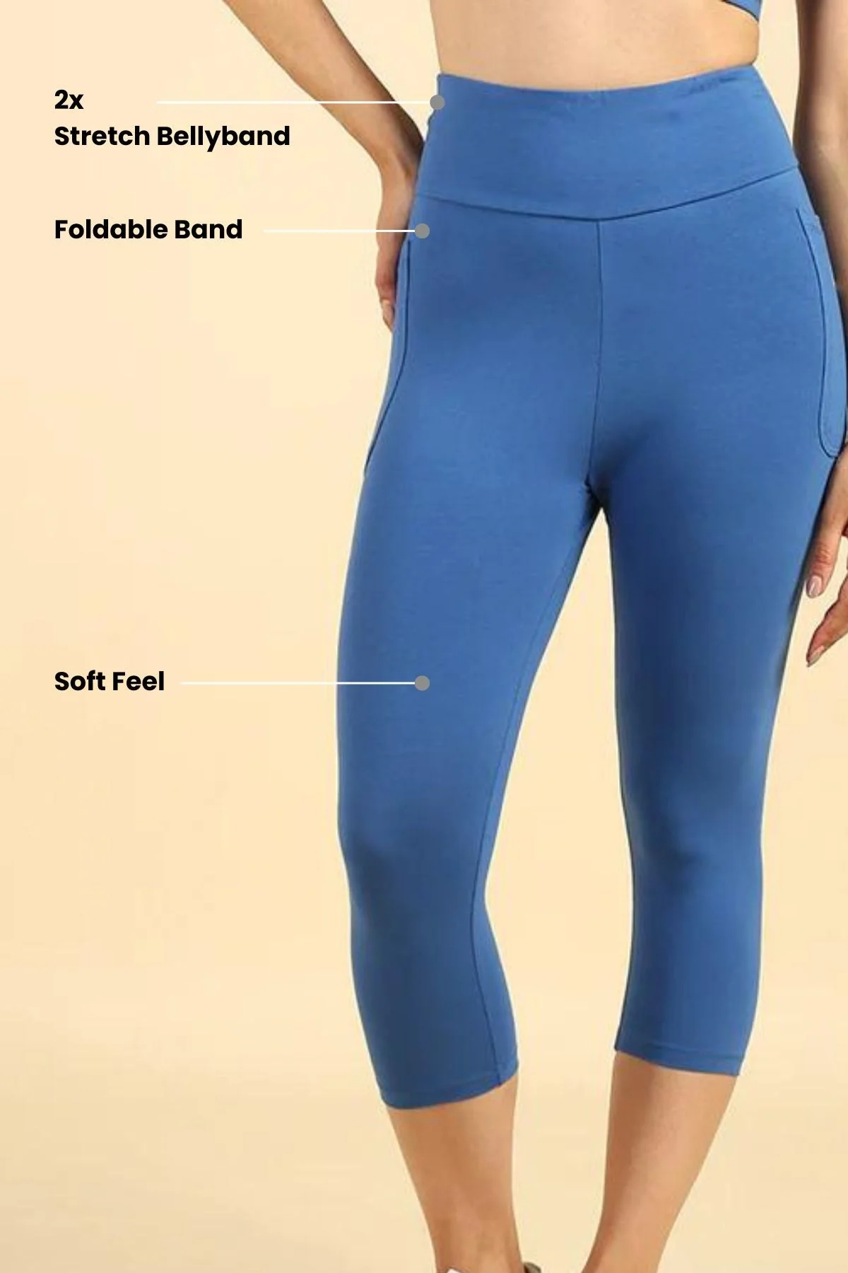 High Waist Blue Mom Capri - Image 3