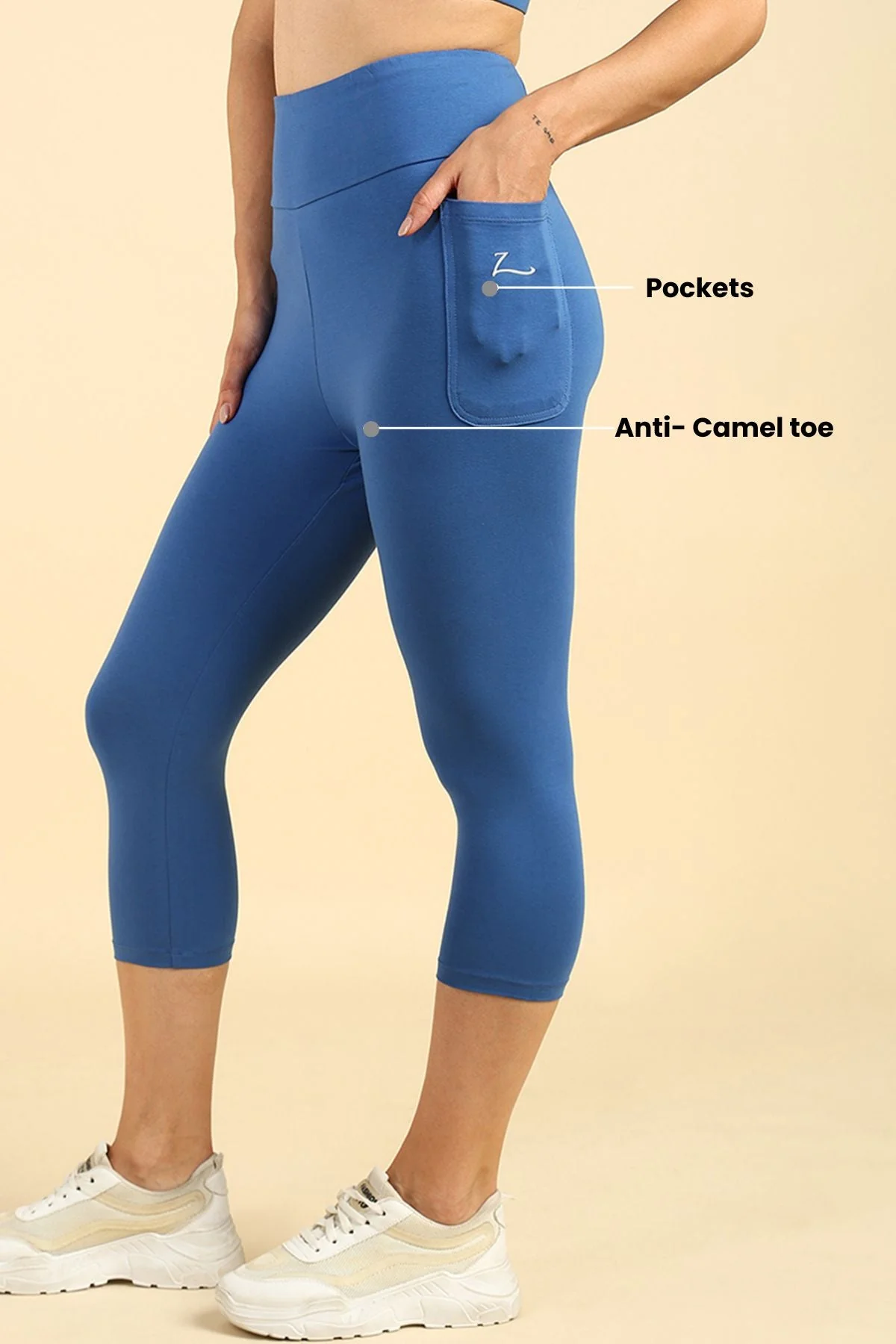 High Waist Blue Mom Capri - Image 4
