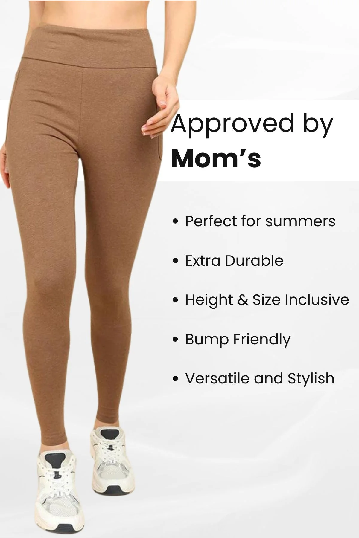High Waist Melange Brown Mom Legging - Image 5