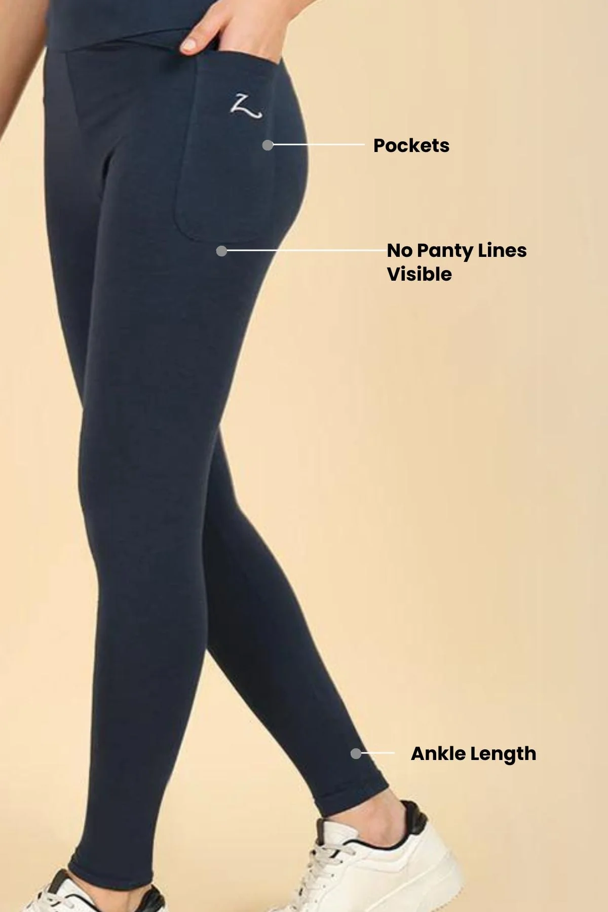 High Waist Navy Blue Mom Legging - Image 10