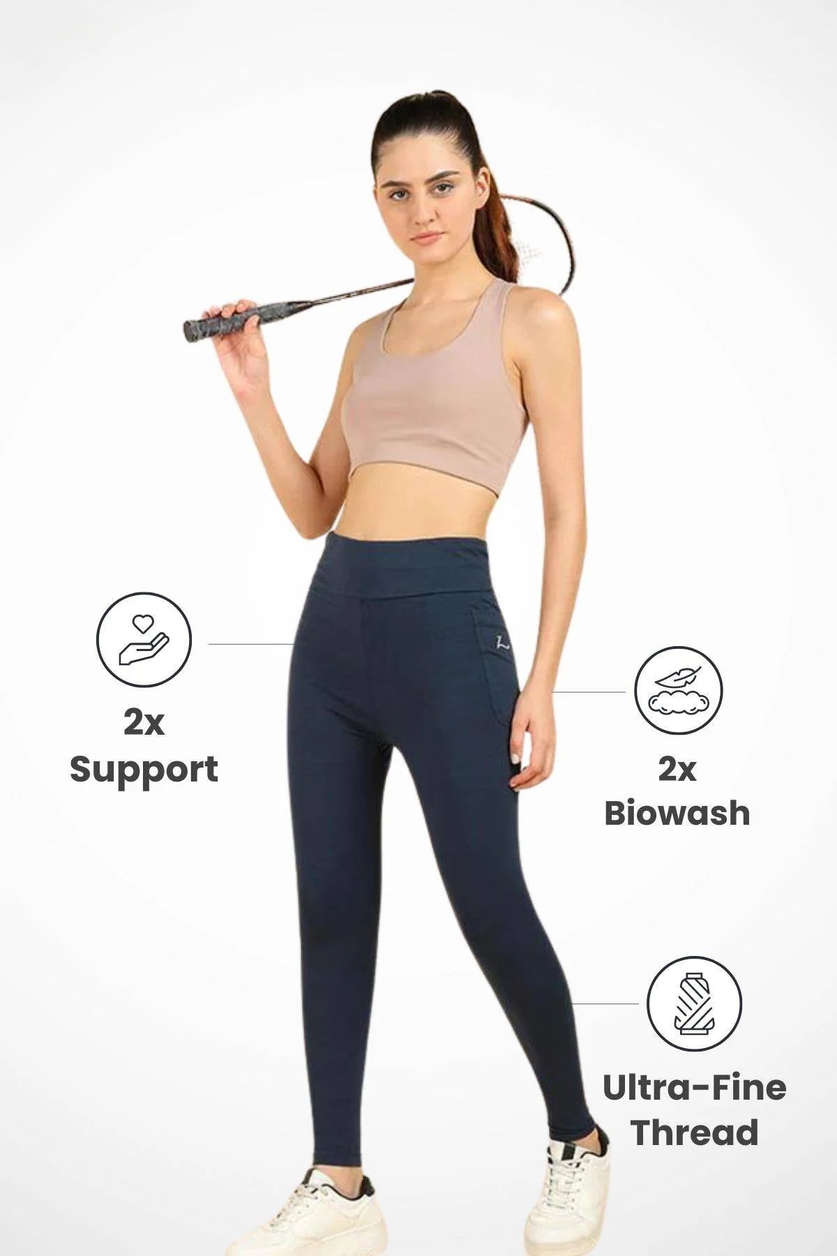 High Waist Navy Blue Mom Legging - Image 2