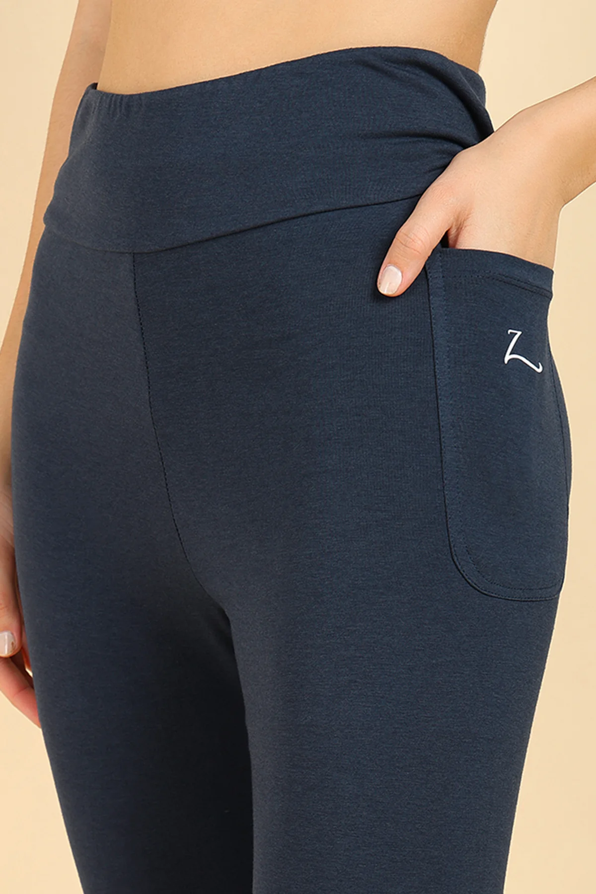 High Waist Navy Blue Mom Legging - Image 6
