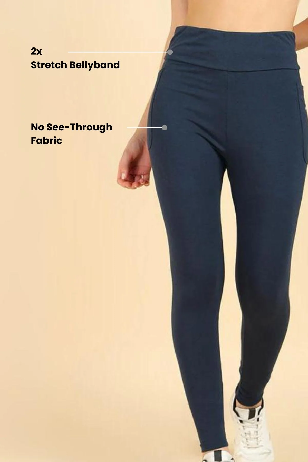 High Waist Navy Blue Mom Legging - Image 9