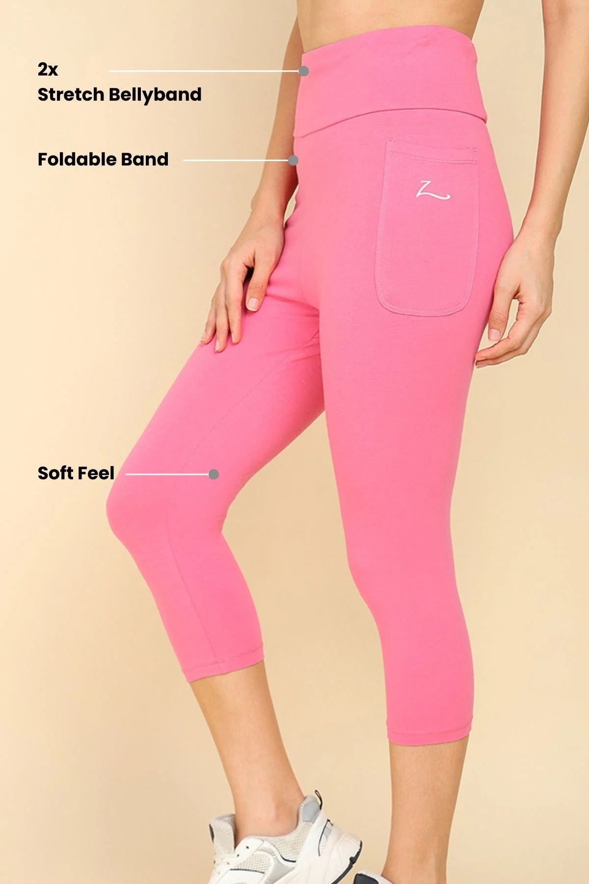 High Waist Pink Mom Capri - Image 3