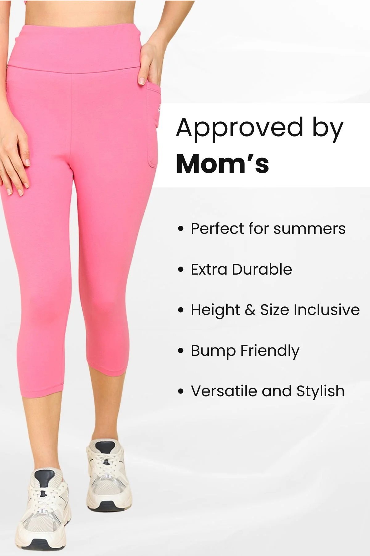 High Waist Pink Mom Capri - Image 5