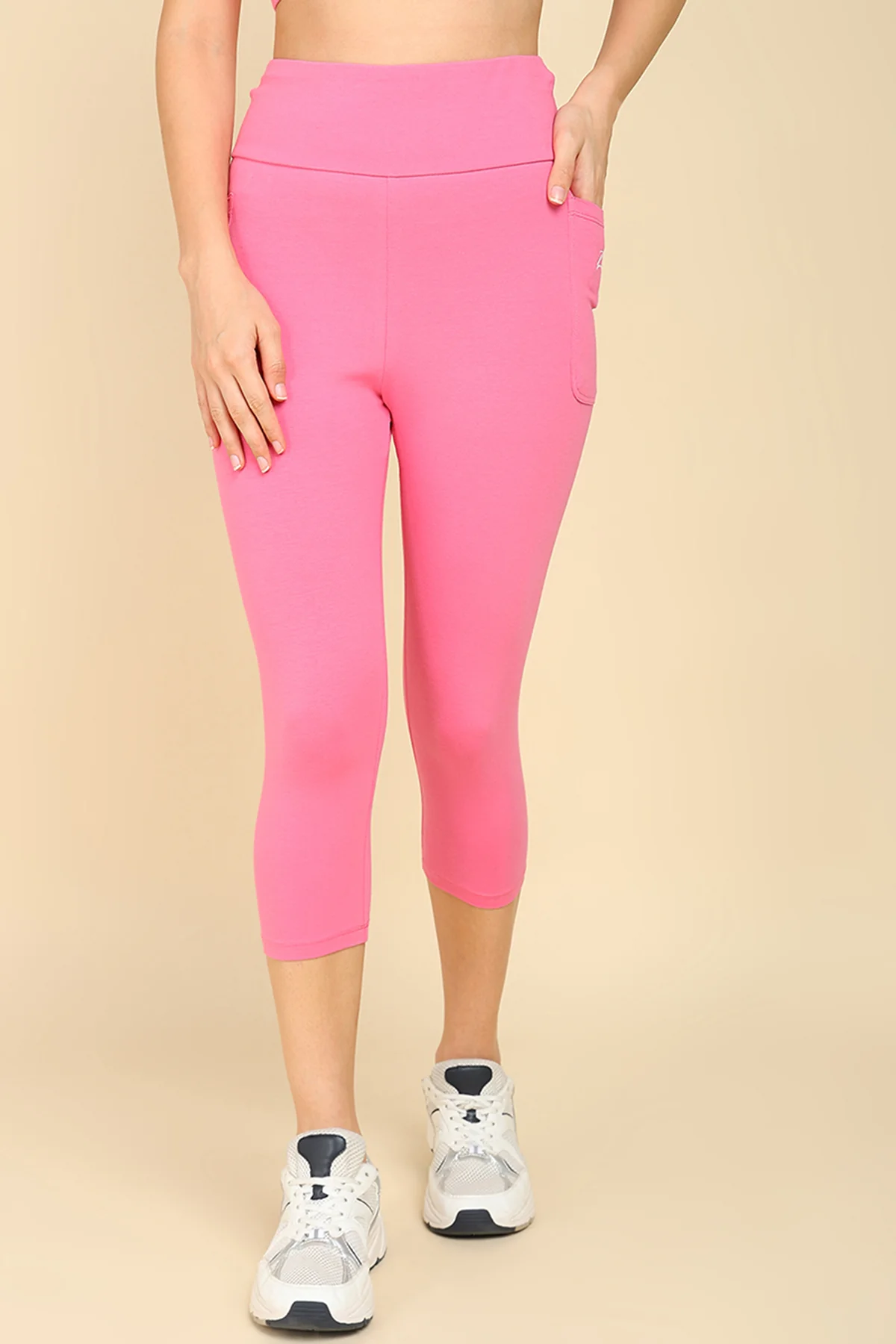 High Waist Pink Mom Capri - Image 7