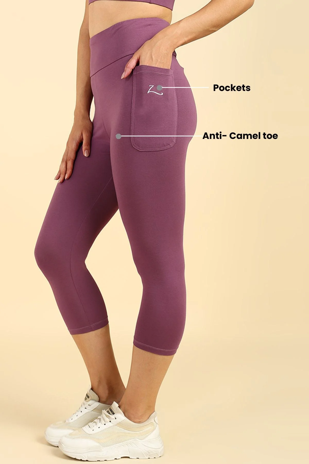 High Waist Rosewood Mom Capri - Image 4