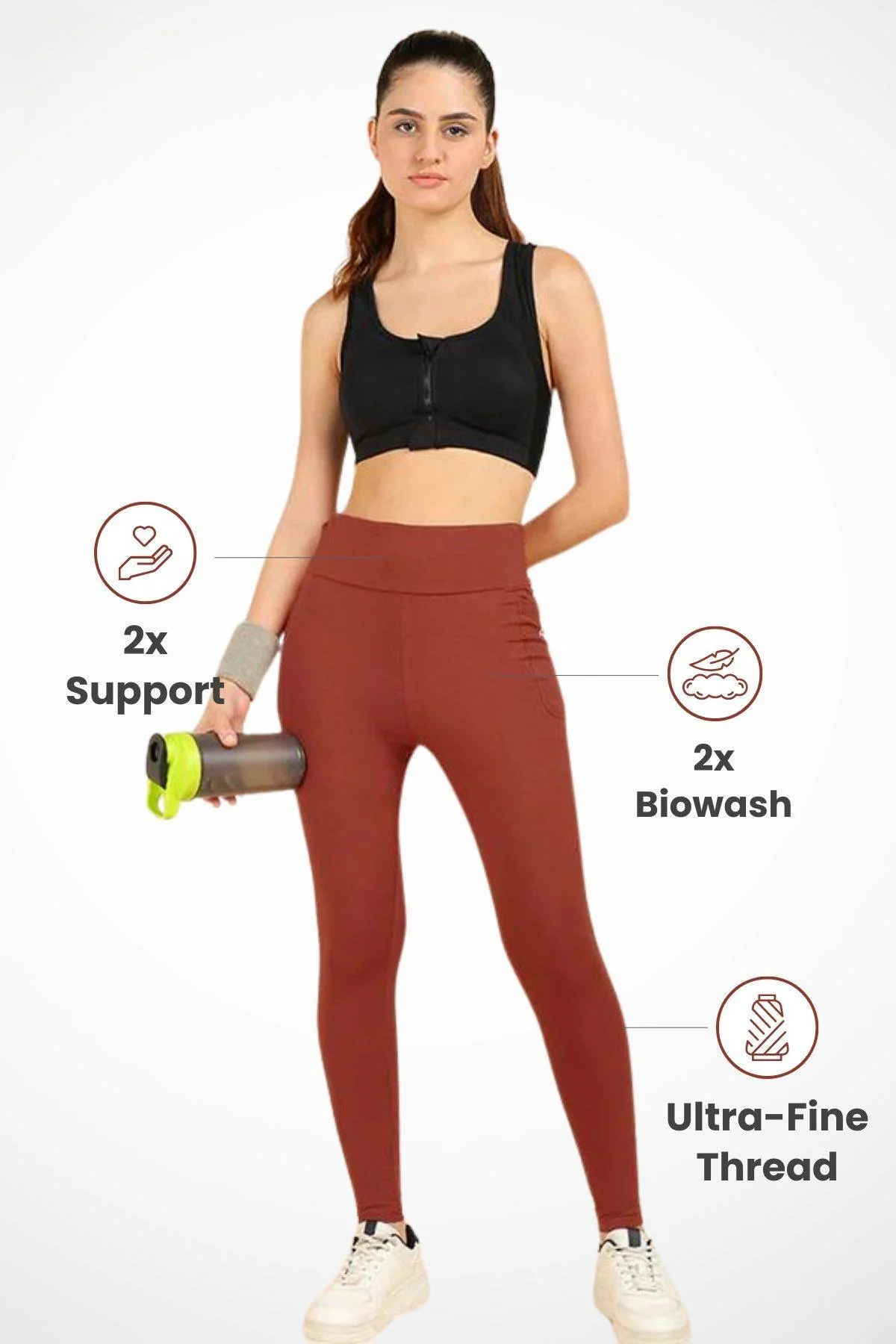 High Waist Rust Mom Legging - Image 2