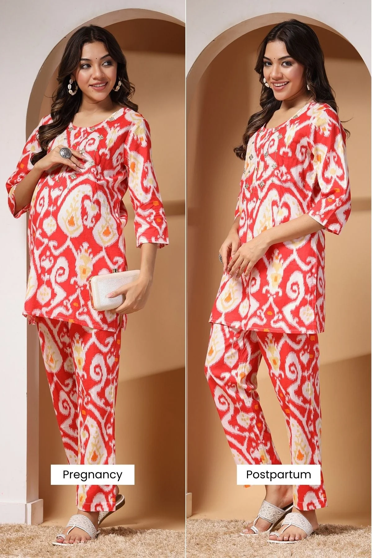 Ikat Illusion Maternity and Feeding Friendly  Kurta Set - Image 12