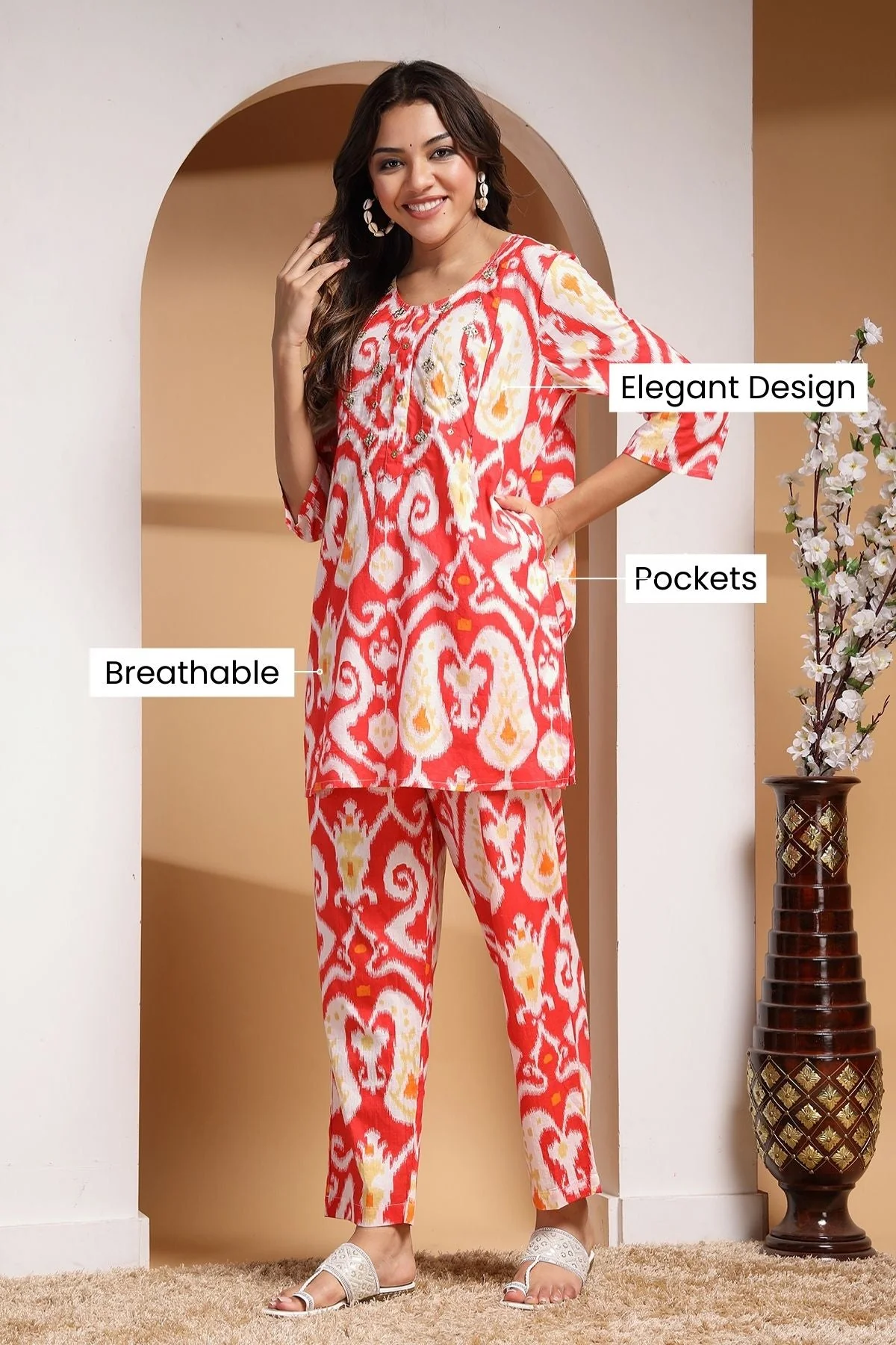 Ikat Illusion Maternity and Feeding Friendly  Kurta Set - Image 13