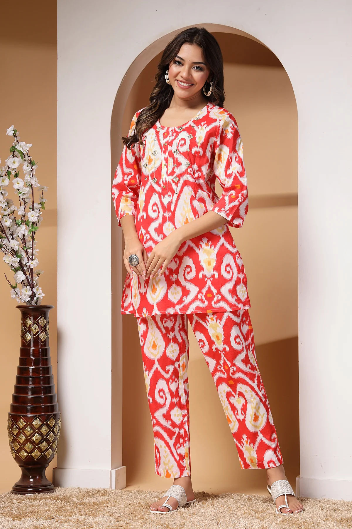 Ikat Illusion Maternity and Feeding Friendly  Kurta Set - Image 7