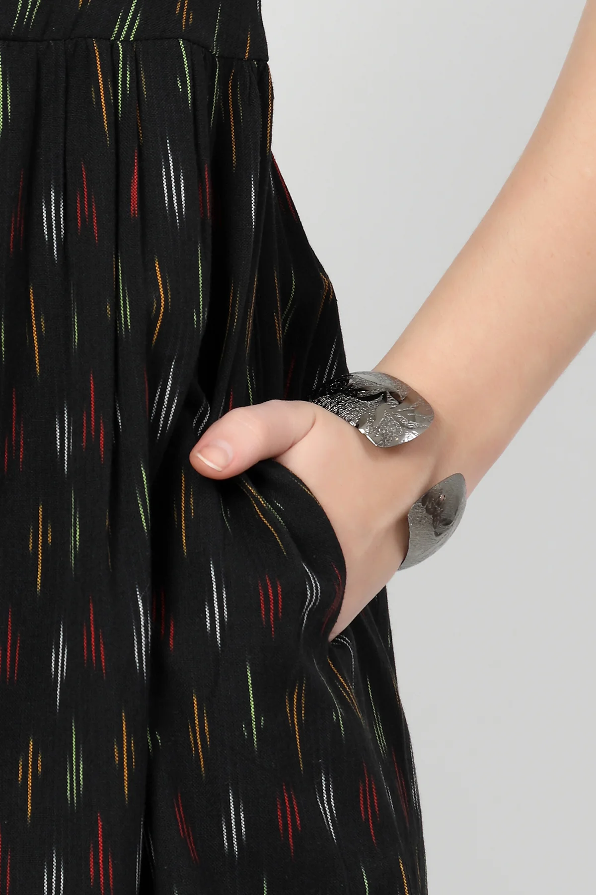 Ikat Print Zipless Feeding Dress-Black - Image 9