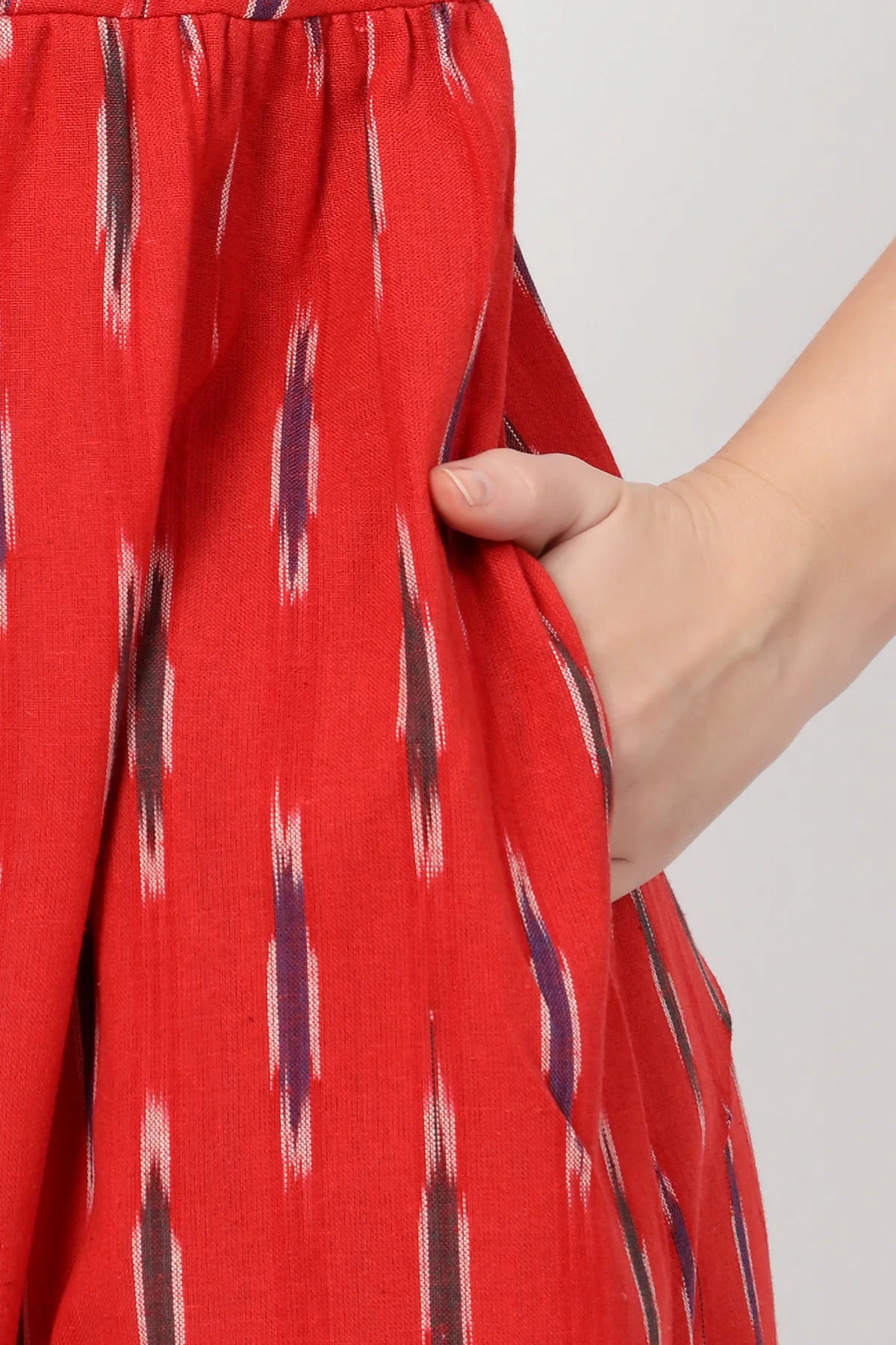 Ikat Print Zipless Feeding Dress-Brick Red - Image 7