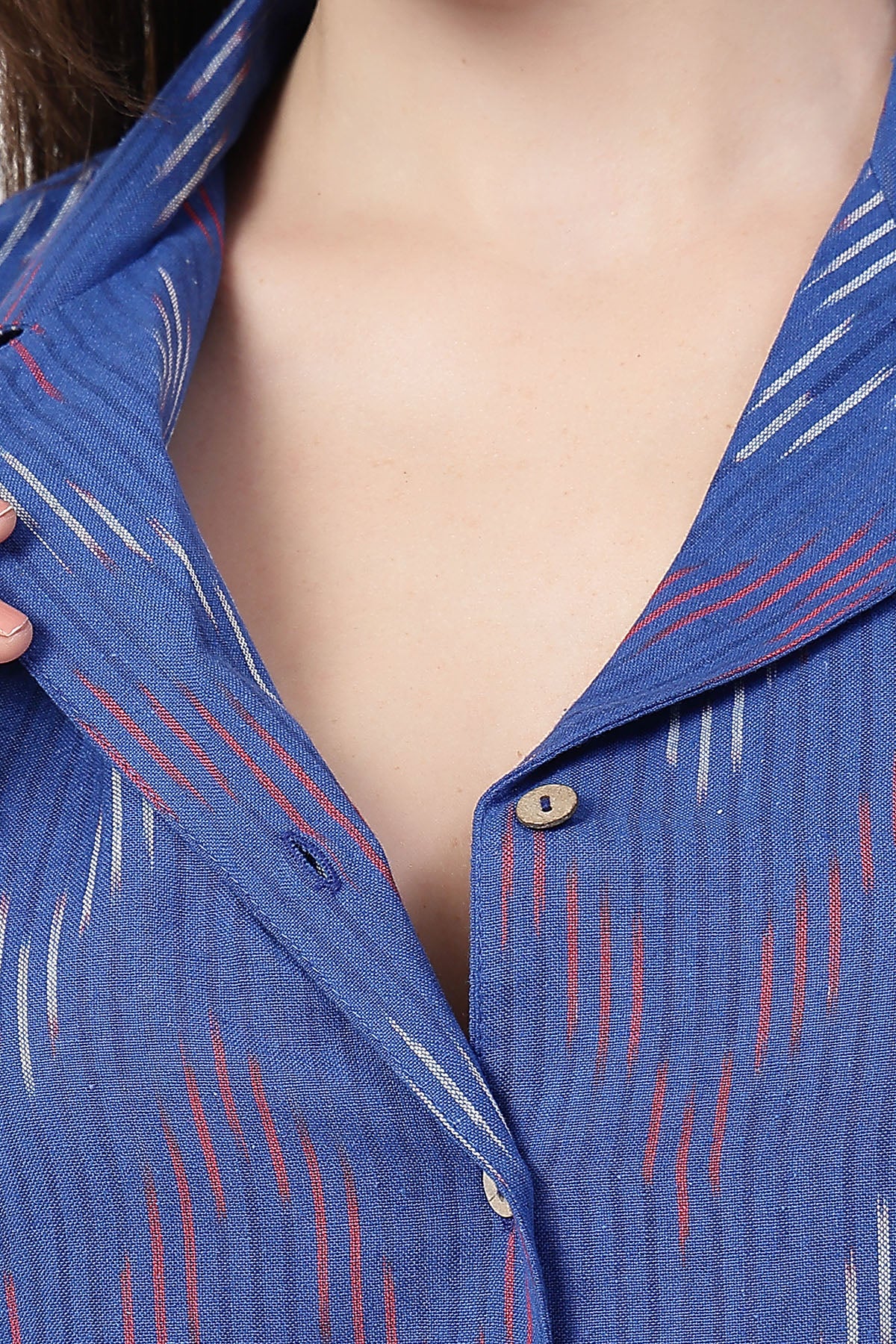 Ikat Print Zipless Feeding Dress - Blue - Image 2