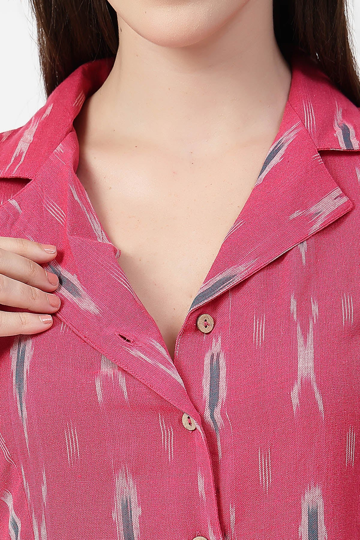 Ikat Print Zipless Feeding Dress - Pink - Image 2