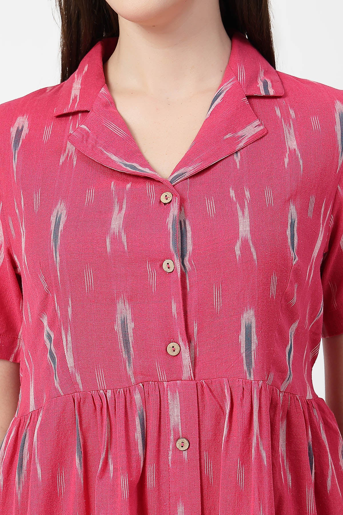 Ikat Print Zipless Feeding Dress - Pink - Image 7