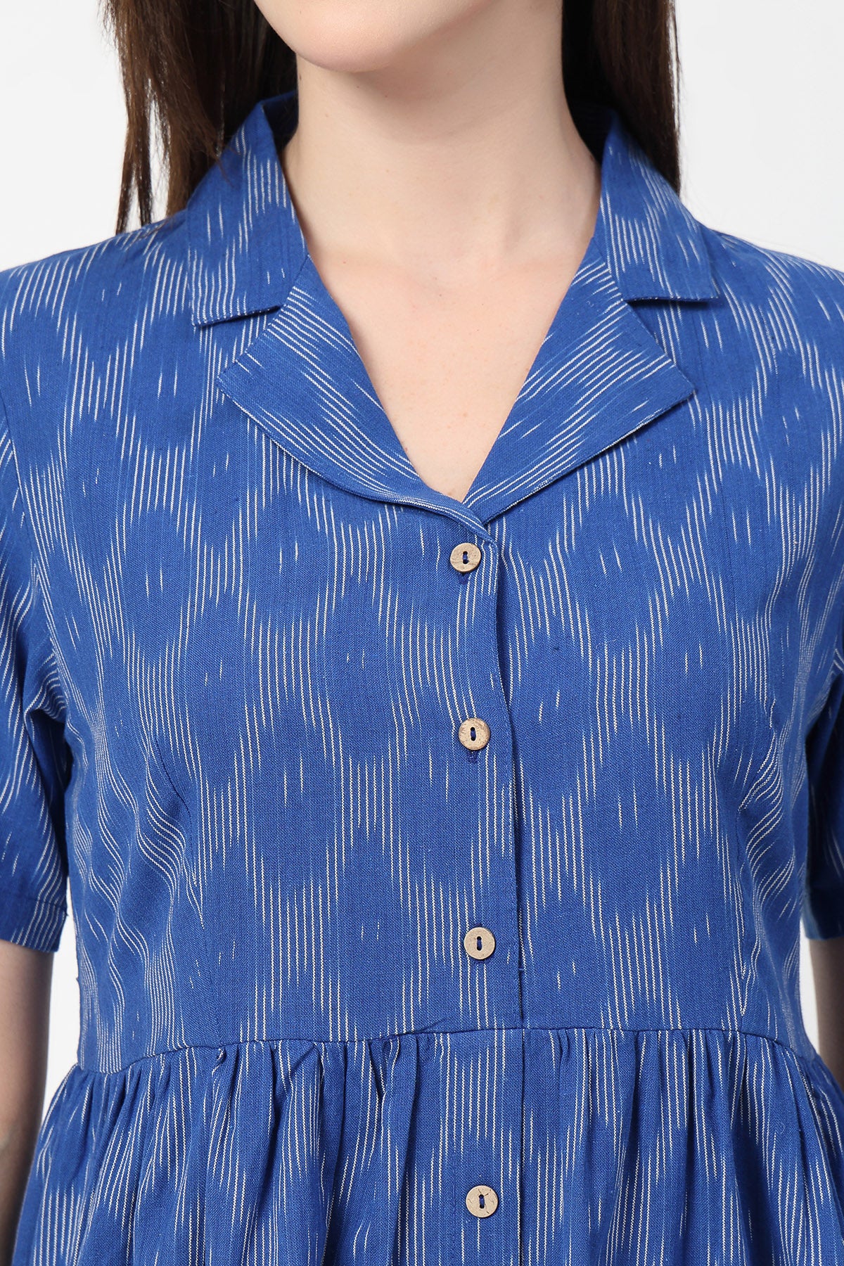 Ikat Print Zipless Feeding Dress - Royal Blue - Image 7