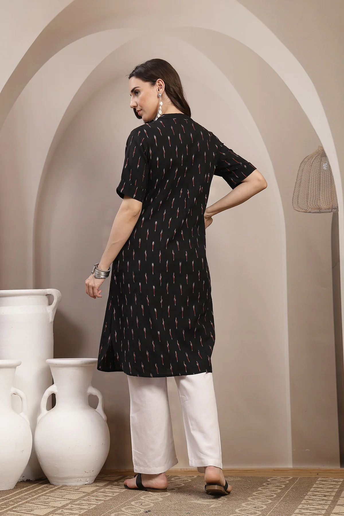 Ikat Zipless Maternity Kurta - Black - Image 3