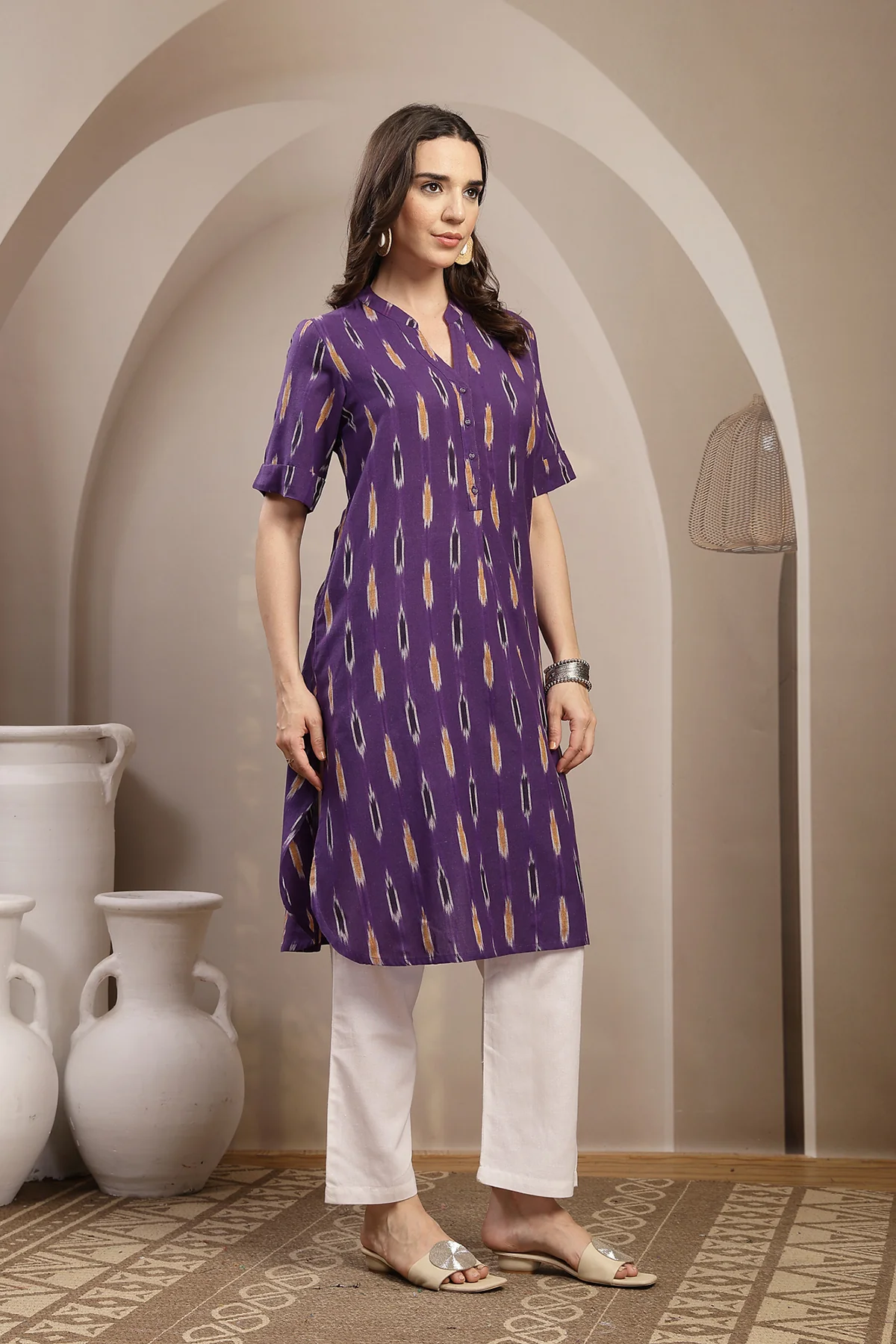 Ikat Zipless Maternity Kurta - Indigo Blue - Image 6