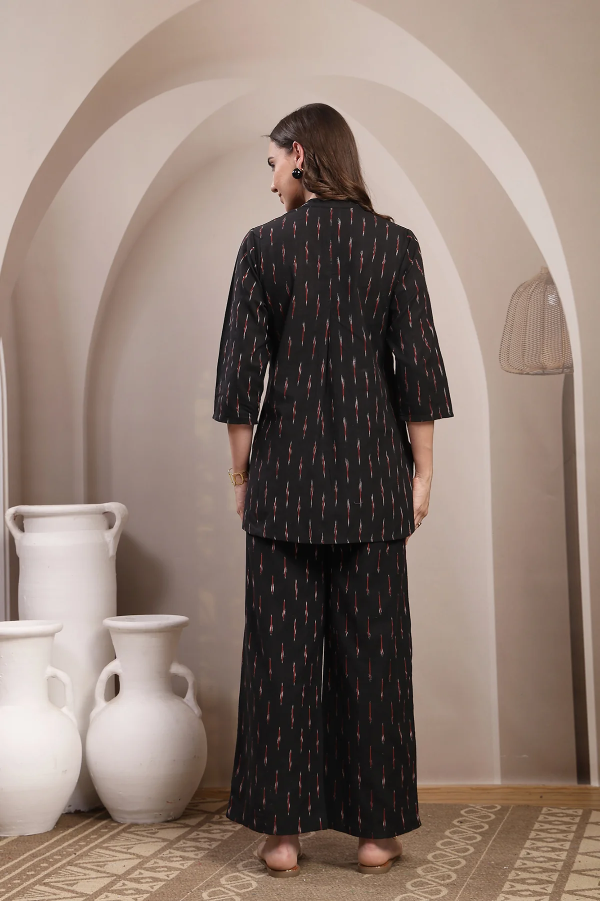 Ikat Zipless Maternity Kurta Set - Black - Image 3