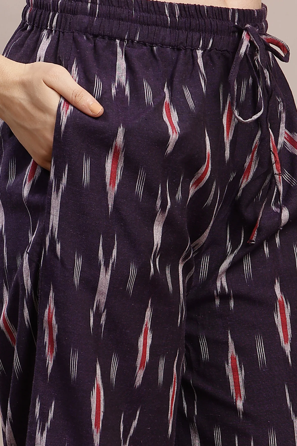 Ikat Zipless Maternity Kurta Set - Dark Purple - Image 6