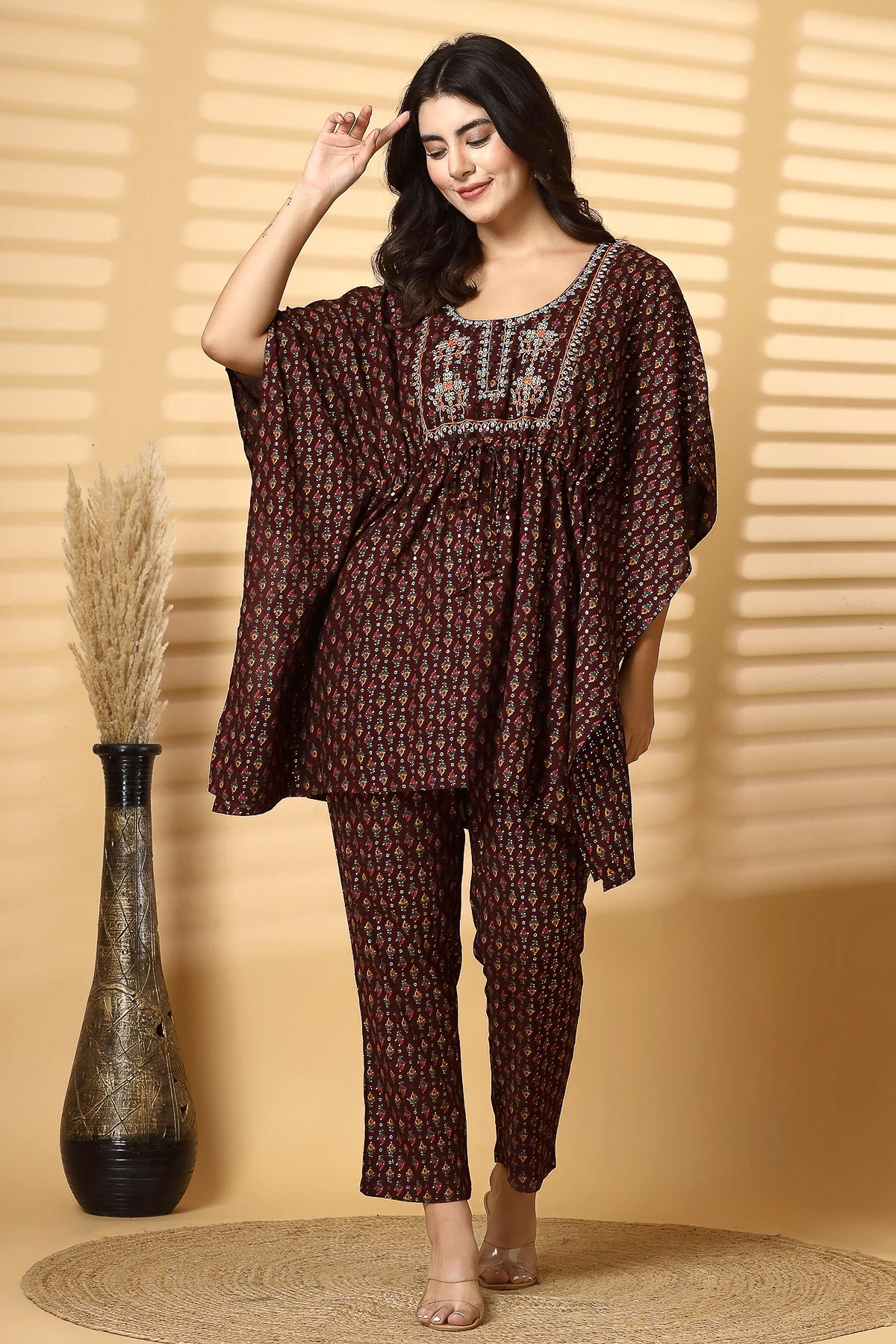 JoyousMom Foil-Printed Ensemble kaftan Set - Image 5