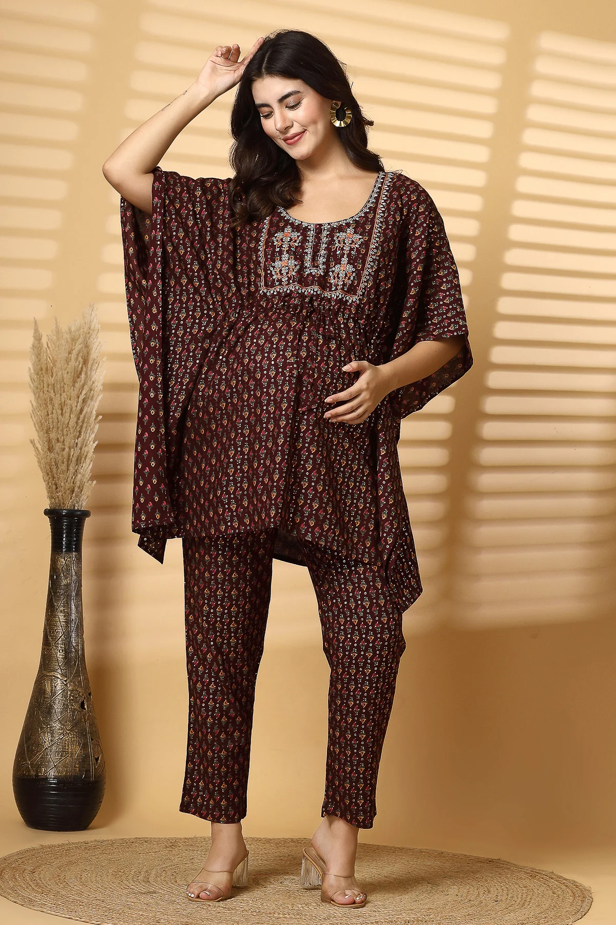 JoyousMom Foil-Printed Ensemble kaftan Set - Image 7