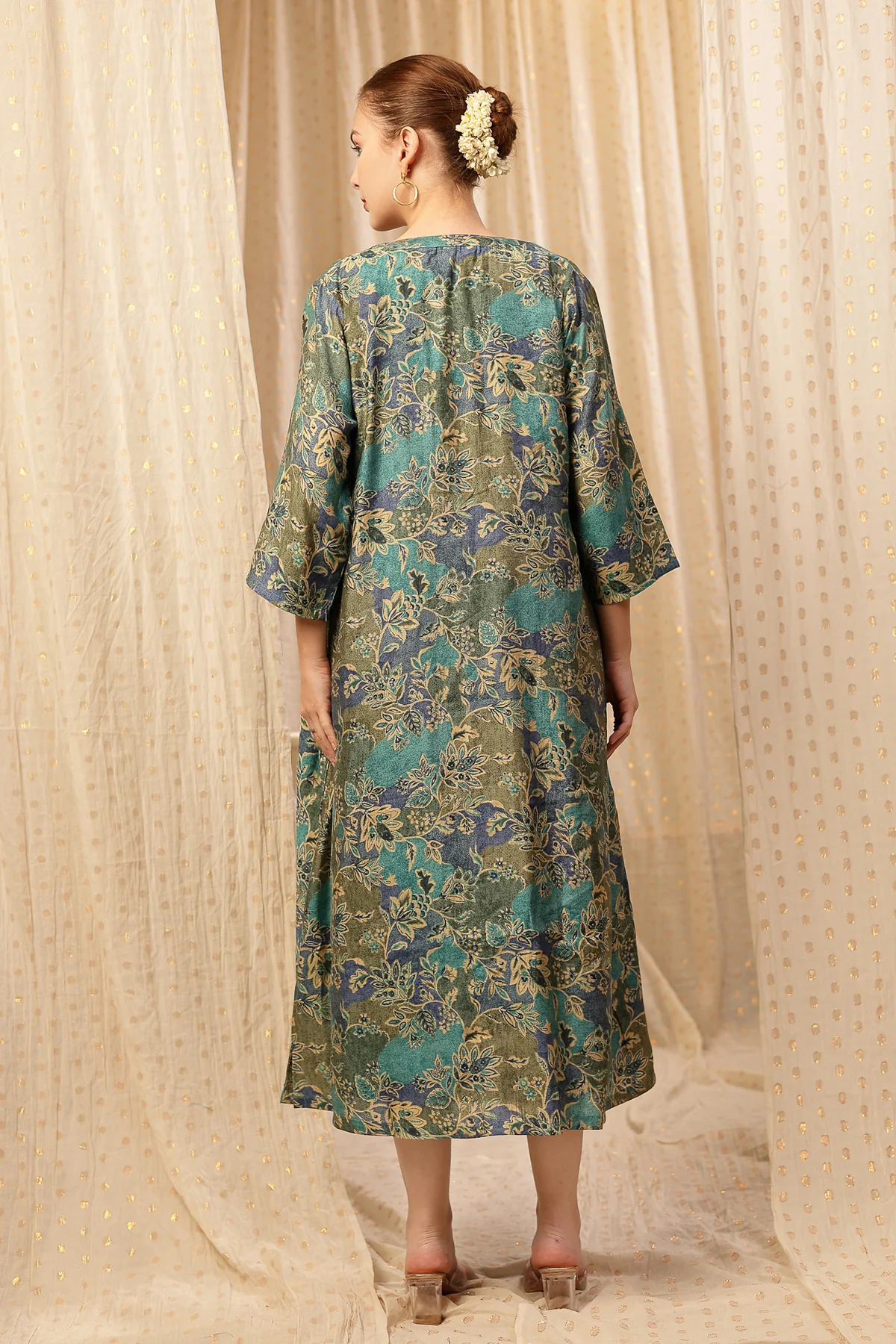Laila – The Jewel-Tone Feeding Jacket Dress Set - Deep Navy - Image 4