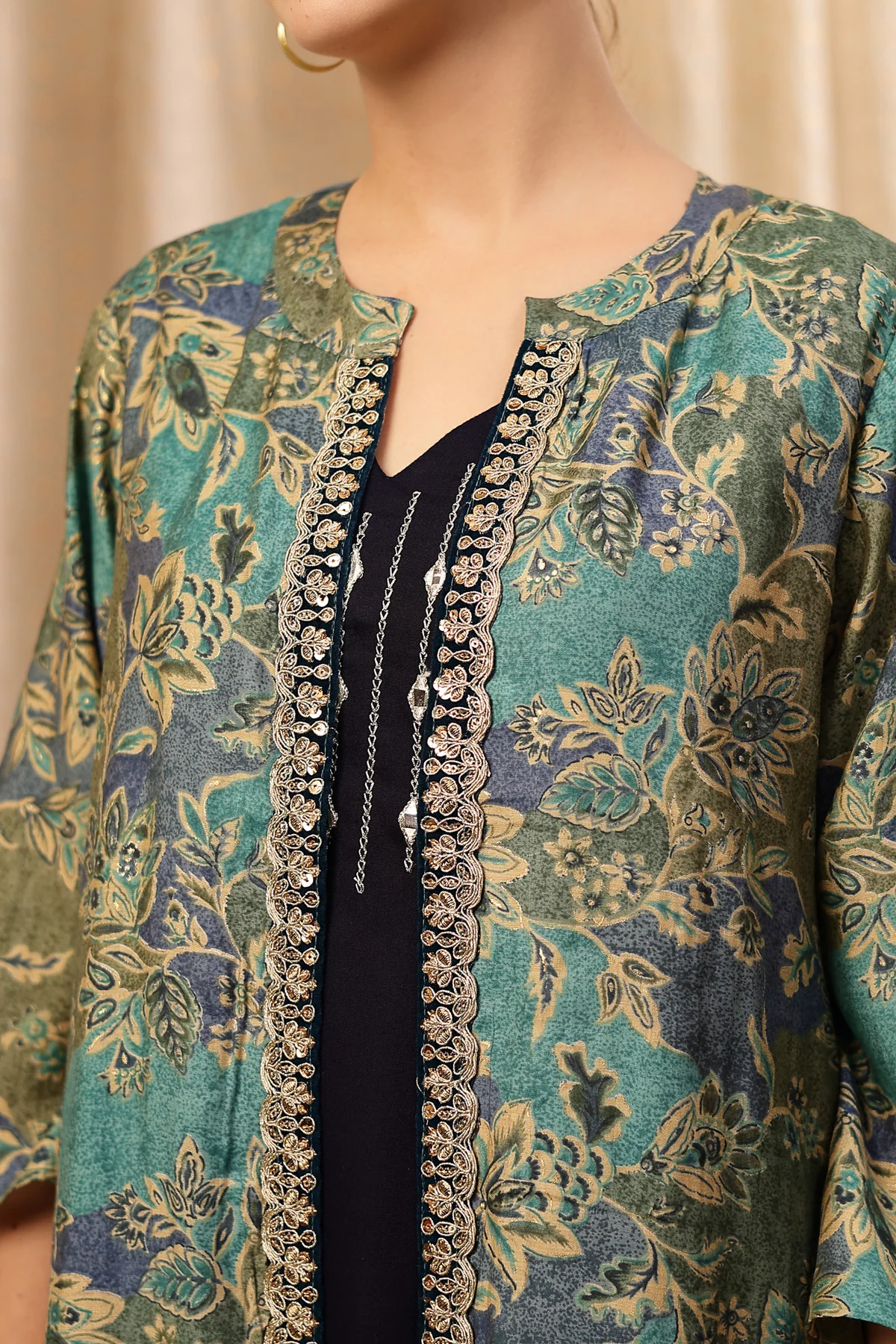 Laila – The Jewel-Tone Feeding Jacket Dress Set - Deep Navy - Image 7