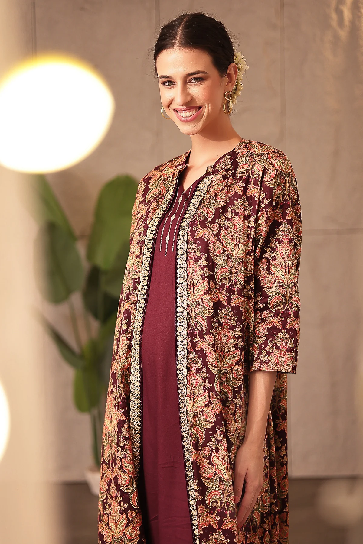 Laila – The Jewel-Tone Feeding Jacket Dress Set - Deep Royal Purple - Image 8