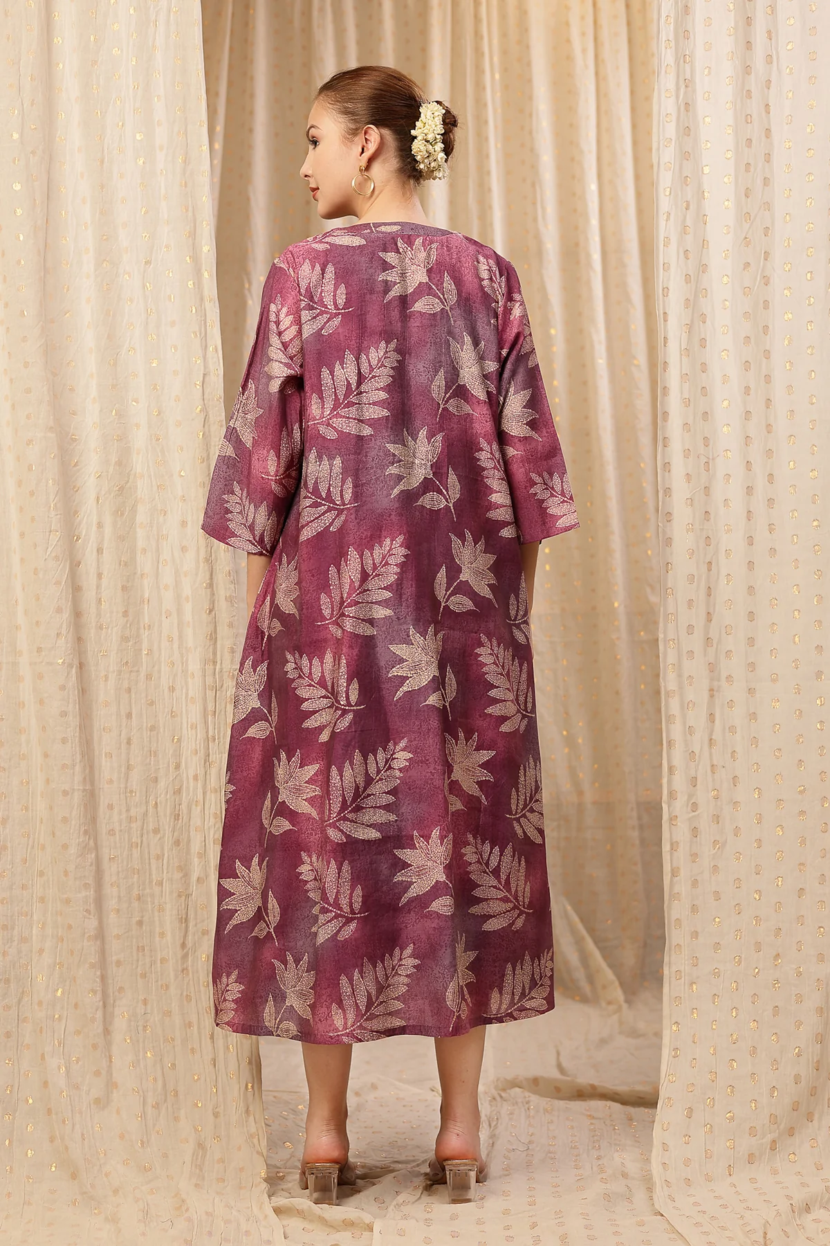 Laila – The Jewel-Tone Feeding Jacket Dress Set - Purple - Image 3