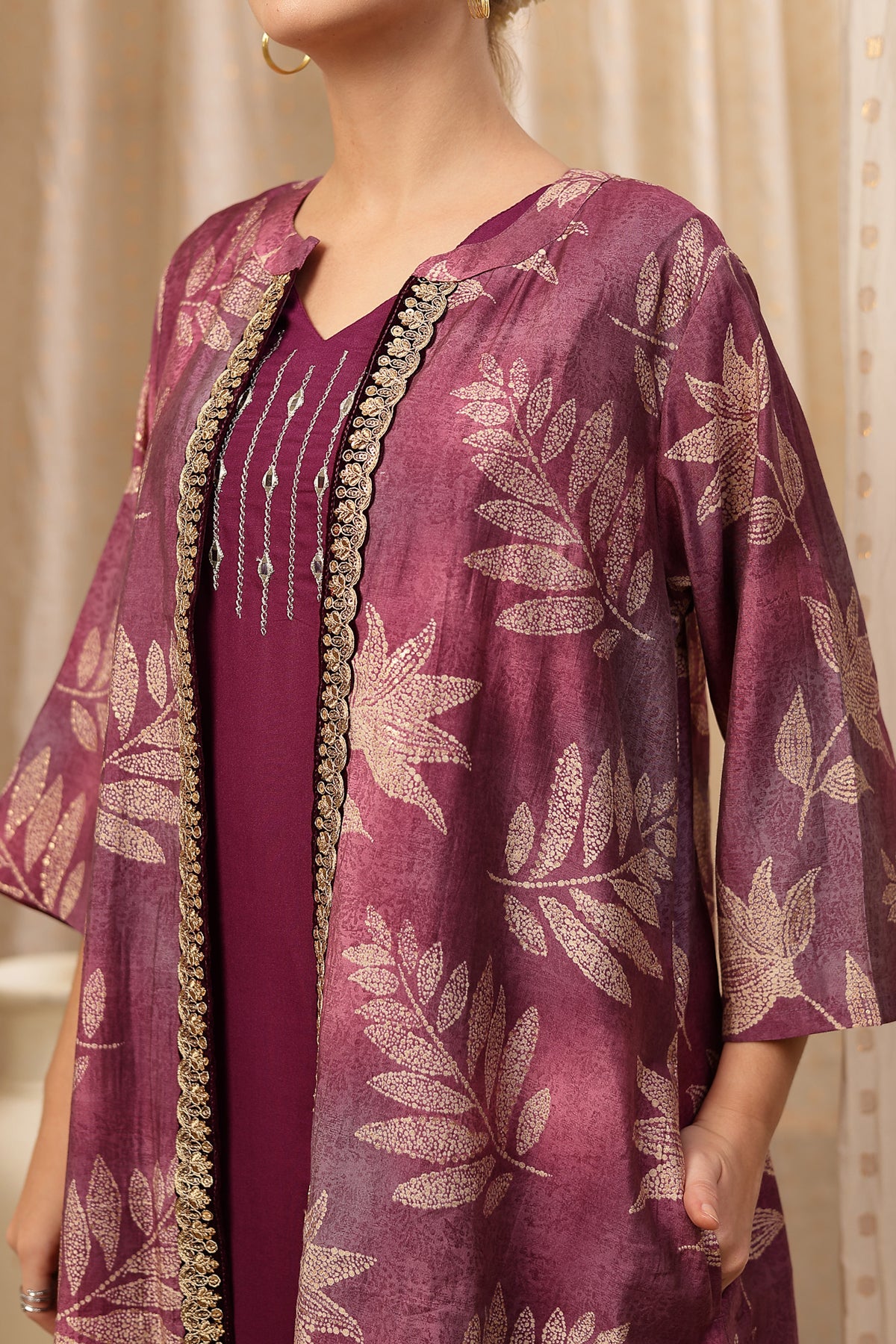 Laila – The Jewel-Tone Feeding Jacket Dress Set - Purple - Image 6