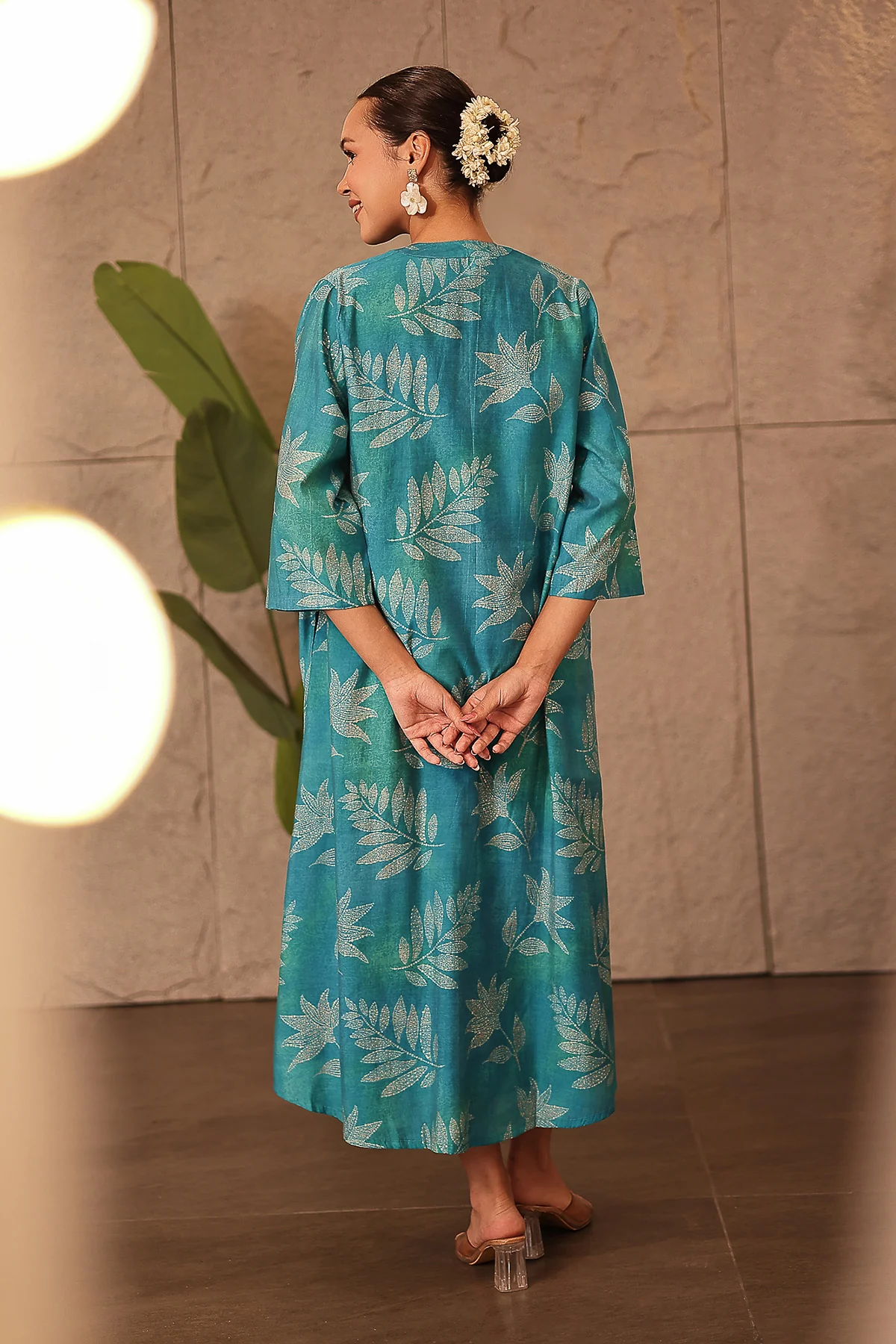 Laila – The Jewel-Tone Feeding Jacket Dress Set - Sky Blue - Image 3