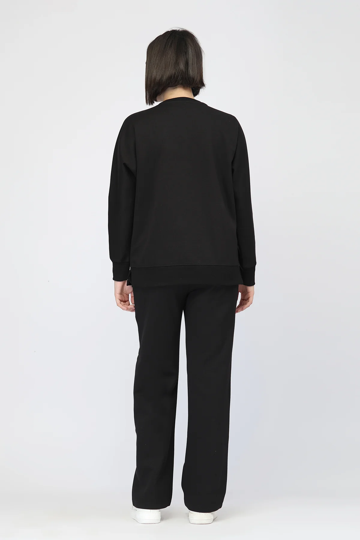 Laya Maternity Sweatshirt & Ribbed Pant Set - Black - Image 3