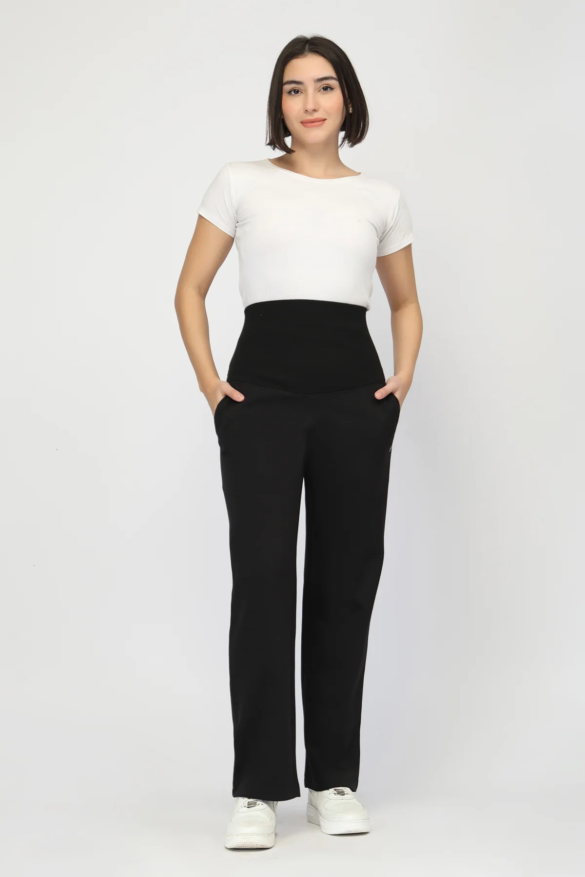 Laya Ribbed Band Maternity Pant - Black - Image 4