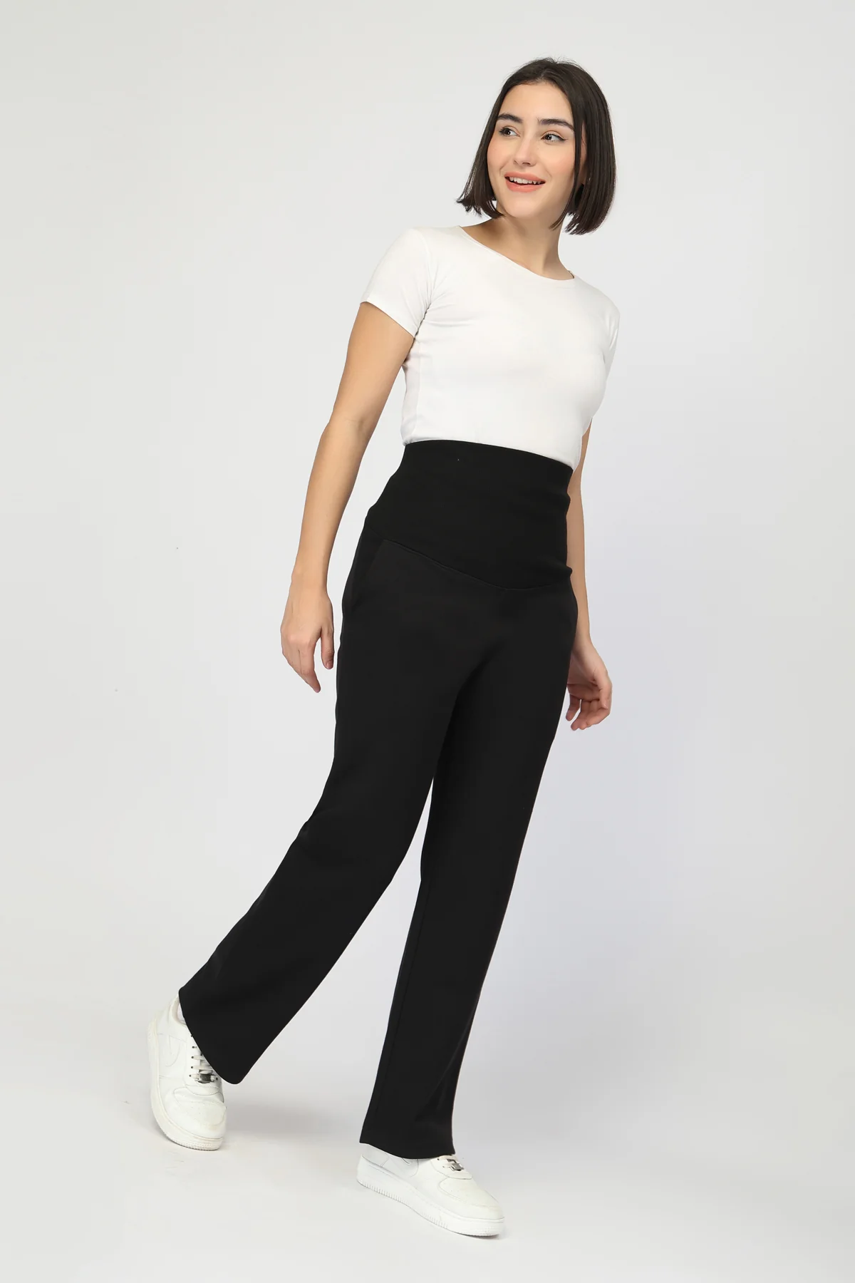 Laya Ribbed Band Maternity Pant - Black - Image 5