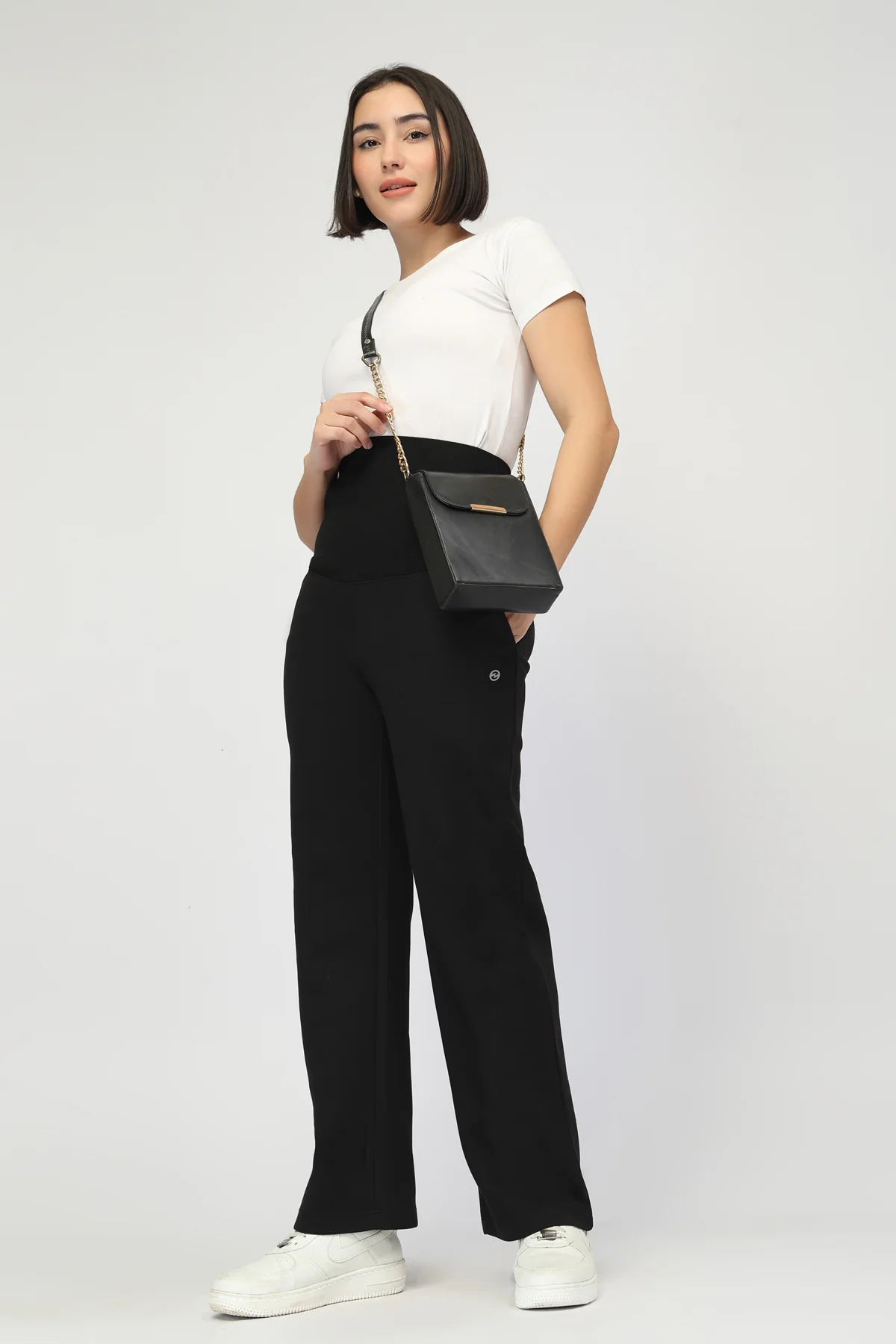 Laya Ribbed Band Maternity Pant - Black - Image 6