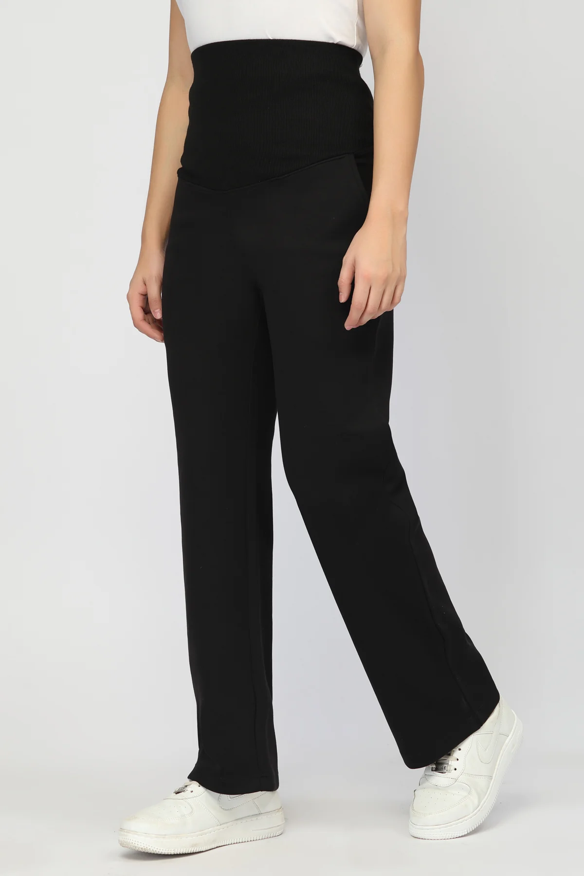Laya Ribbed Band Maternity Pant - Black - Image 8