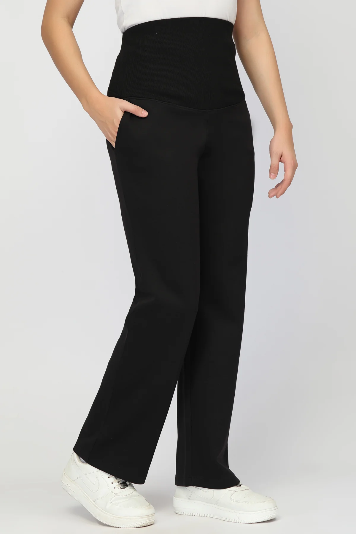 Laya Ribbed Band Maternity Pant - Black - Image 9