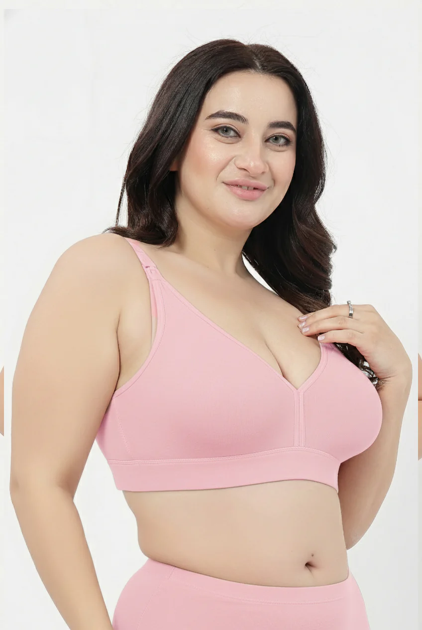 Lira Ribbed Cotton Nursing Padded Bra - Baby Pink - Image 7
