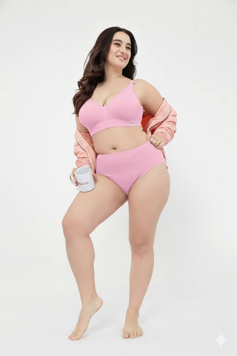 Lira Ribbed Cotton Nursing Padded Bra - Baby Pink - Image 9