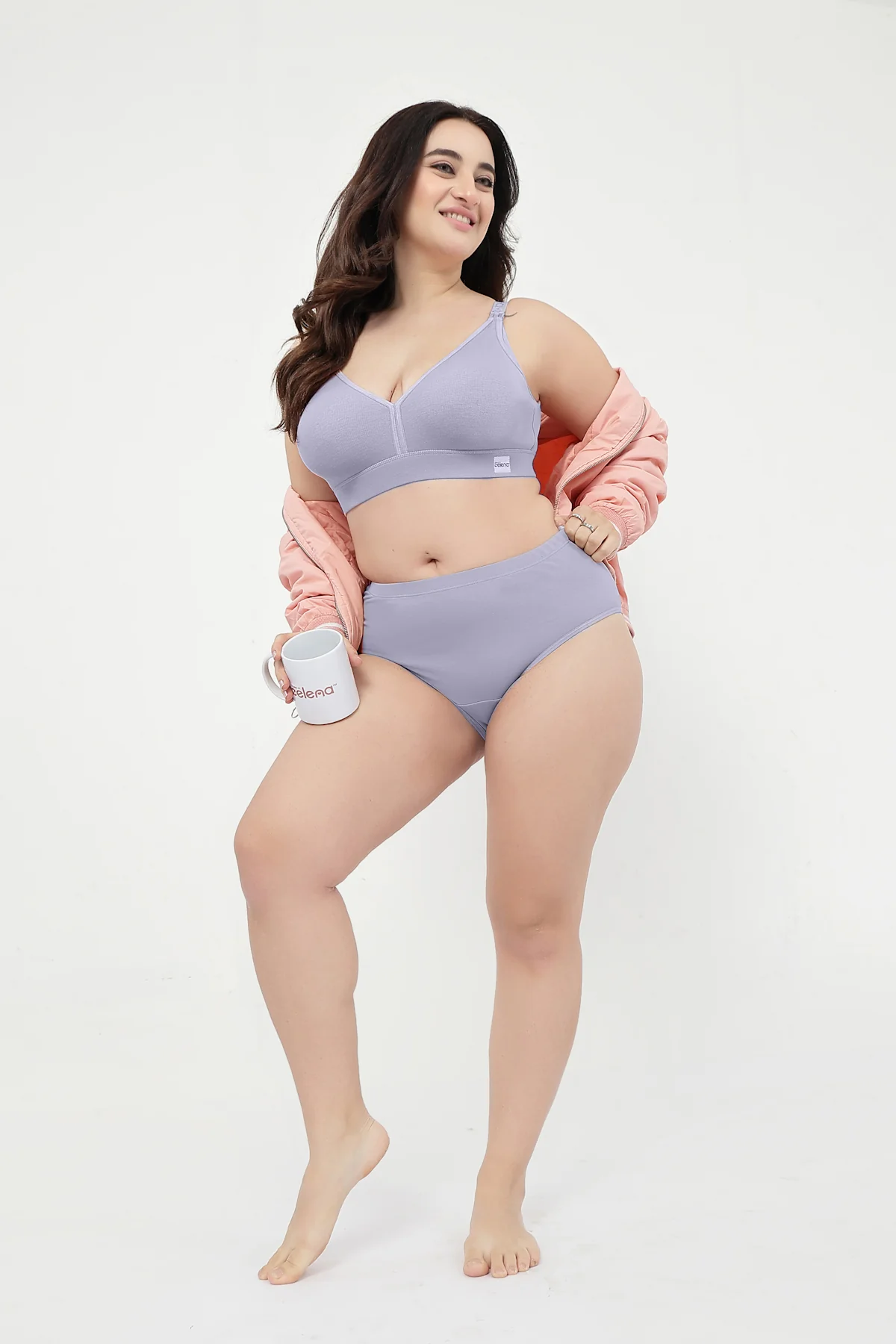 Lira Ribbed Cotton Nursing Padded Bra - M-Blue - Image 10
