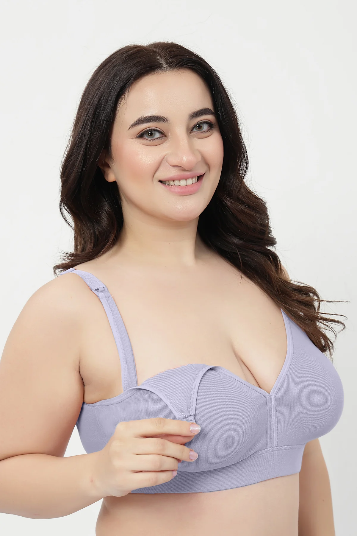 Lira Ribbed Cotton Nursing Padded Bra - M-Blue - Image 11