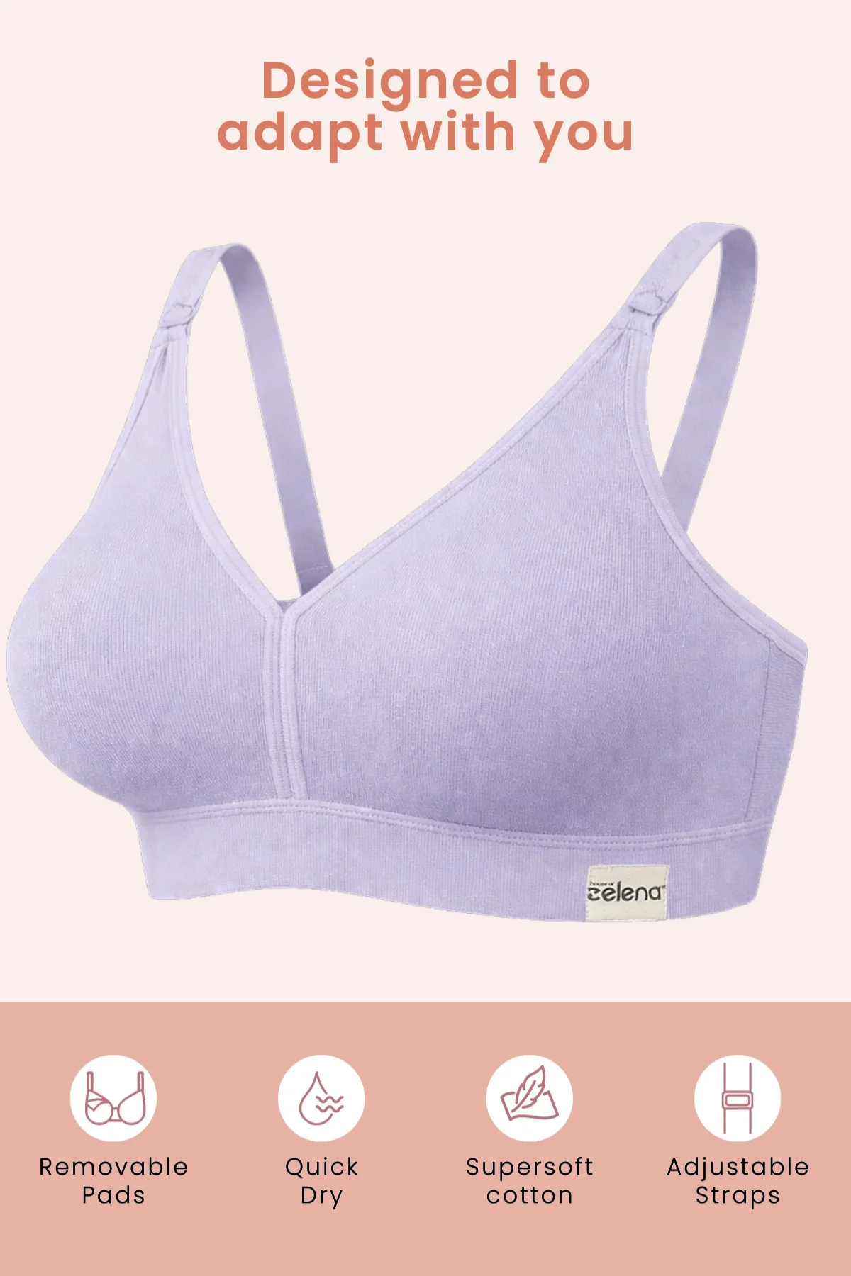 Lira Ribbed Cotton Nursing Padded Bra - M-Blue - Image 4