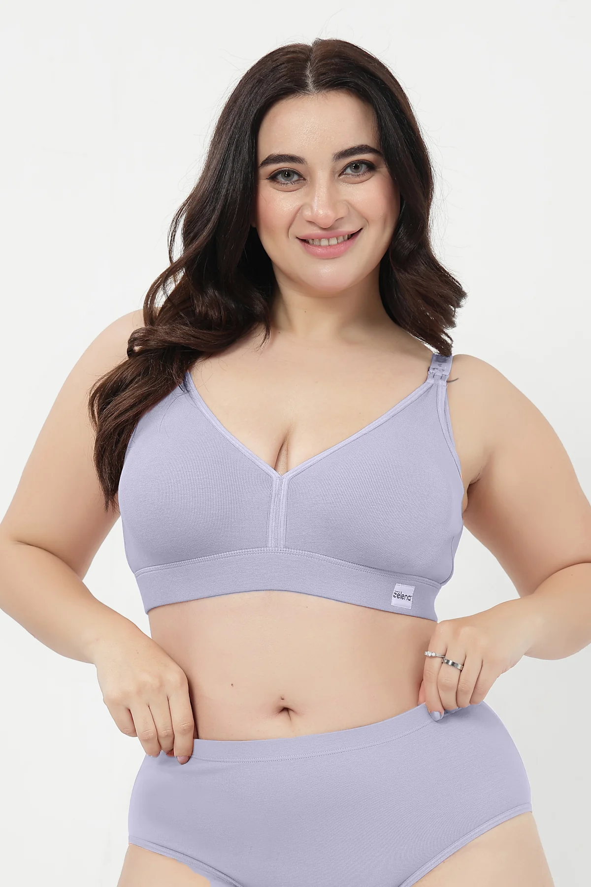 Lira Ribbed Cotton Nursing Padded Bra - M-Blue - Image 6