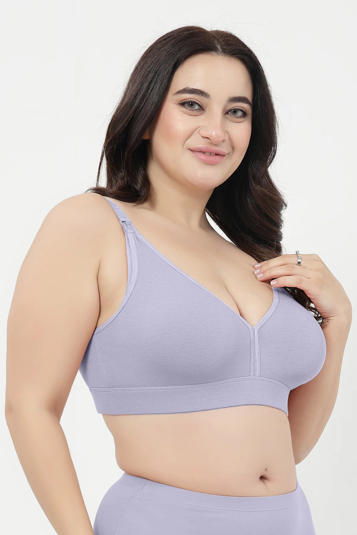 Lira Ribbed Cotton Nursing Padded Bra - M-Blue - Image 7
