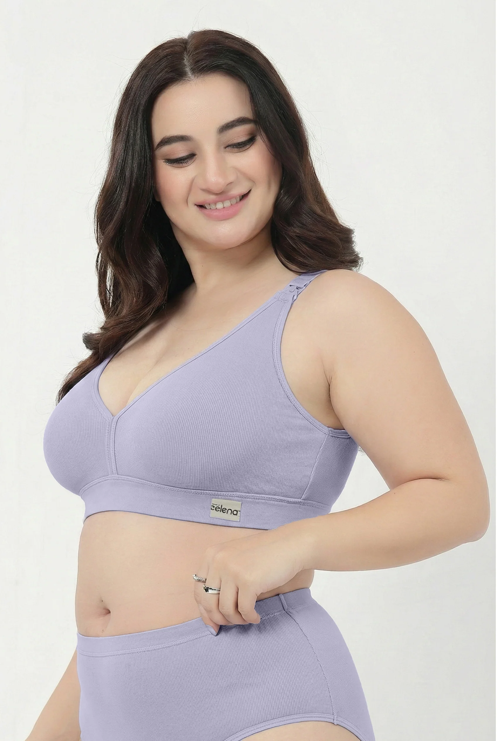 Lira Ribbed Cotton Nursing Padded Bra - M-Blue - Image 9